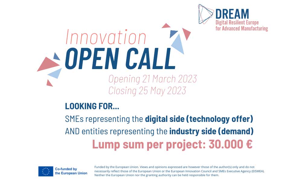 Appel à projets DREAM pour le financement européen de solutions numériques innovantes appliquées à l’industrie manufacturière
